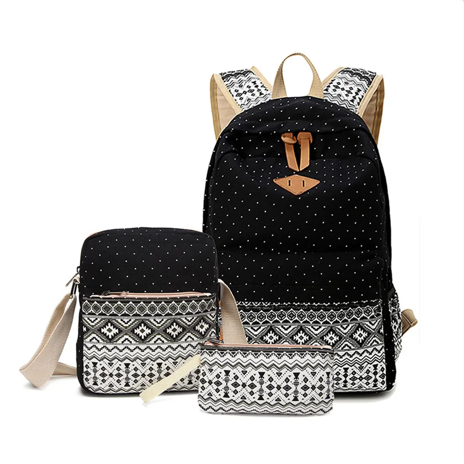 Vintage Girls School Bags for Teenagers girl Schoolbag Canvas Bag women