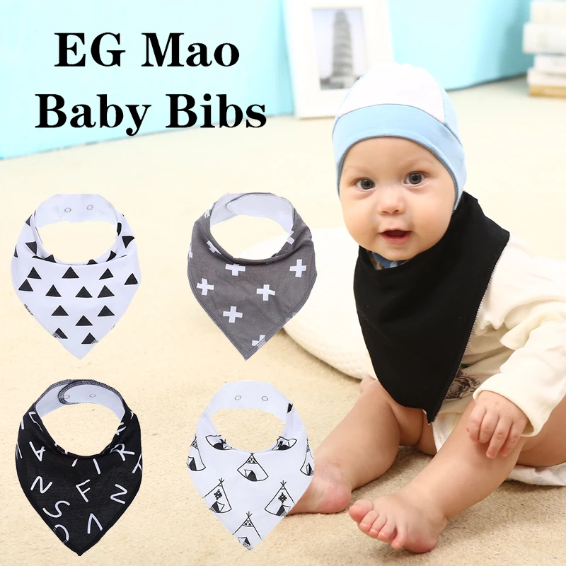 Bandana Baby Bibs for Boys and Girls, Unisex 4 Pack 100 Cotton Bib Set