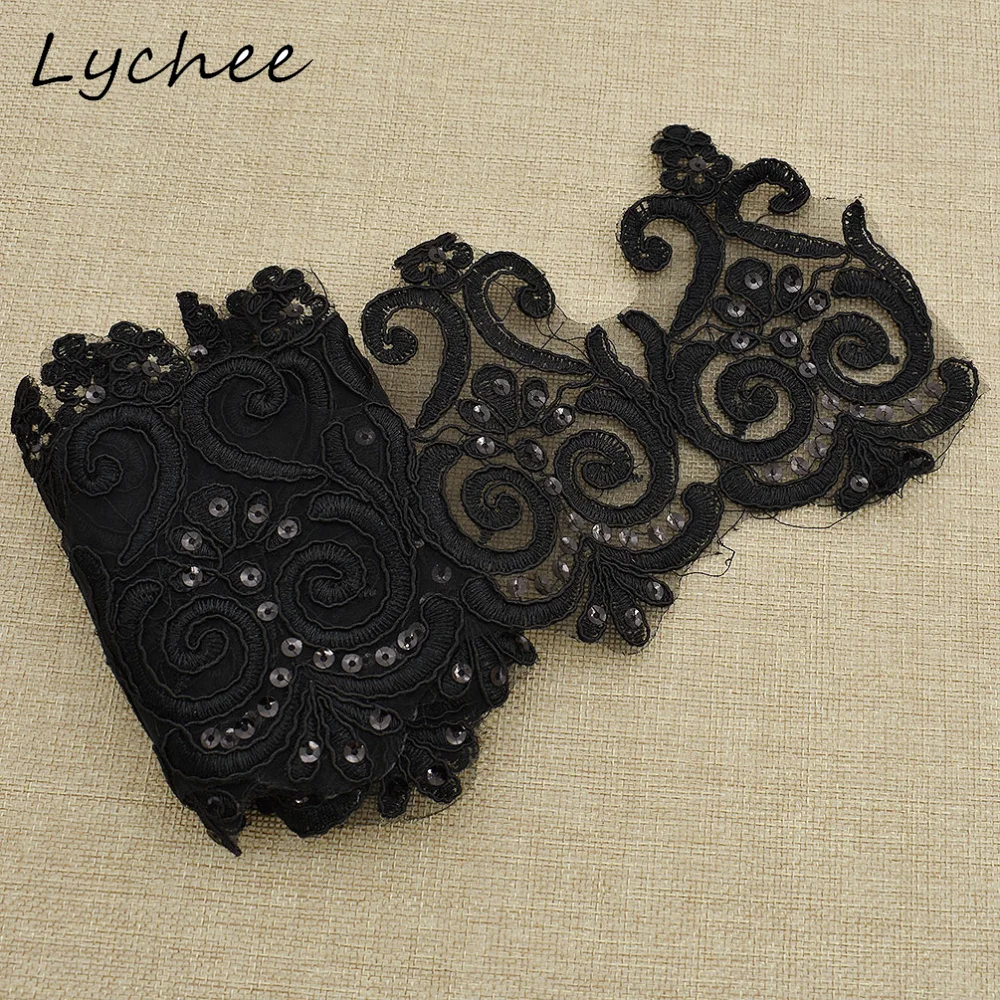 

Lychee 12.5*91cm Vintage Gothic Beaded Lace Trim Ribbon For Women Clothes Dress DIY Sewing Yarn Decor Cloth