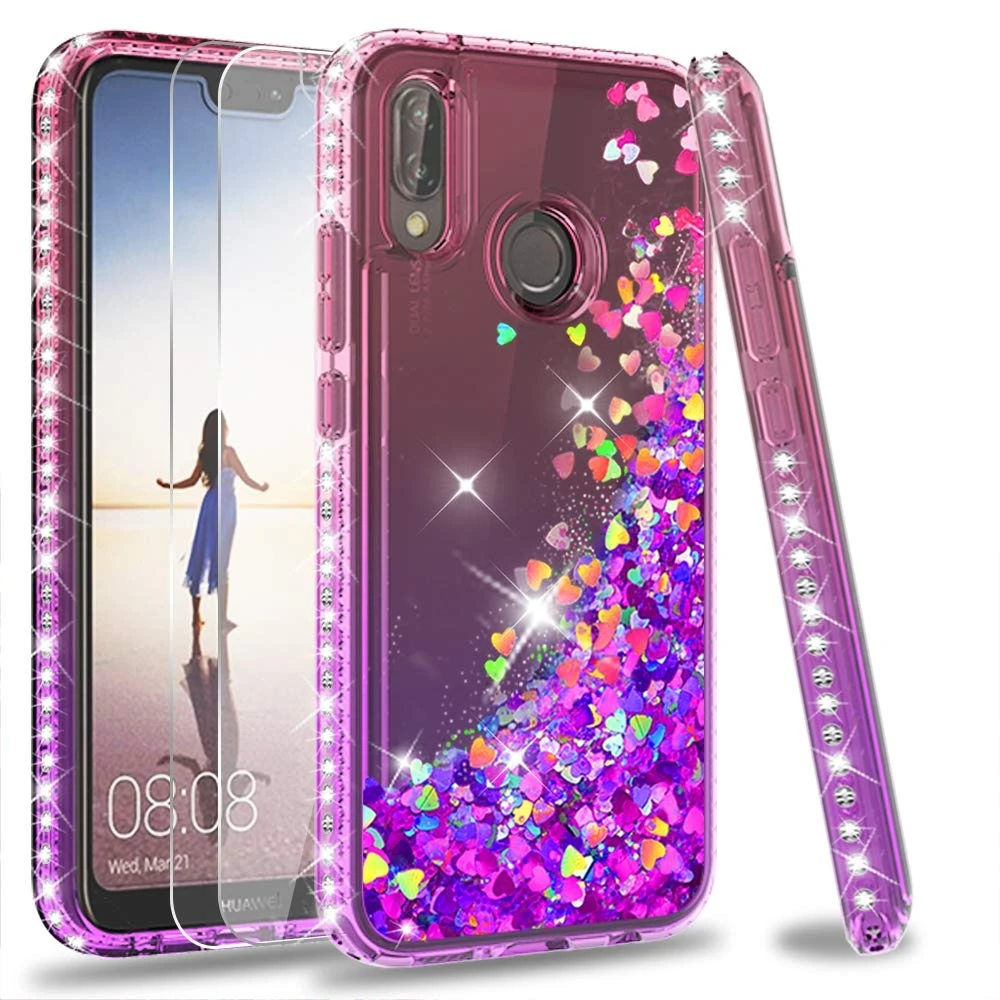 

Diamond Glitter Case For Huawei P20 Lite Gradient Bling Sparkle Liquid Quicksand Soft Silicone Case for Huawei P20 Lite Cover