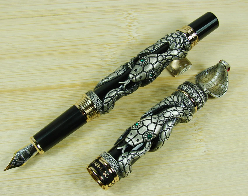 Jinhao Snake Fountain Pen Vintage Style Pen Gray Black Cobra 3D Pattern