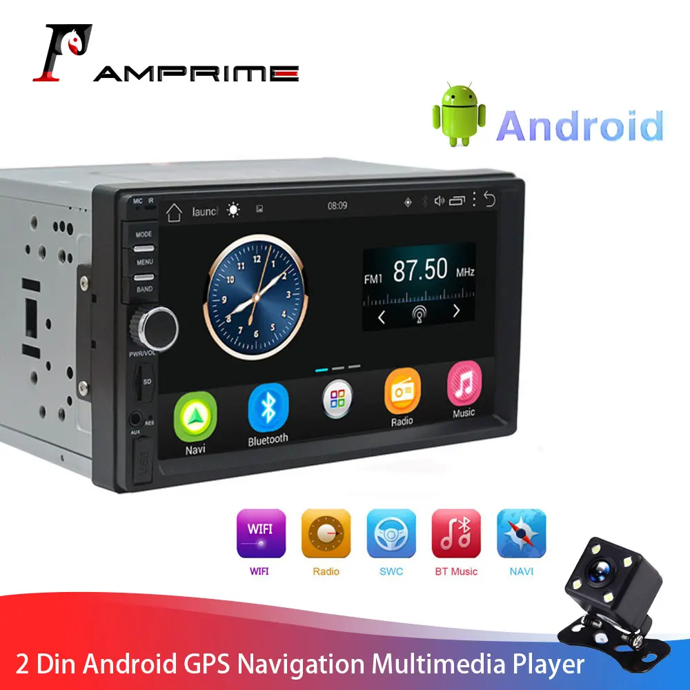 

AMprime 2 Din Android Car Radio Stereo GPS Bluetooth 2 Din Touch Screen Car Audio Player Autoradio USB SD FM Multimedia Player