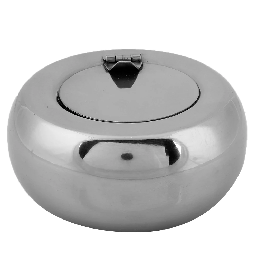 Large Drum Shape Ashtray Stainless Steel Cigarette Cigar Smoking Ash Tray Stainless Steel