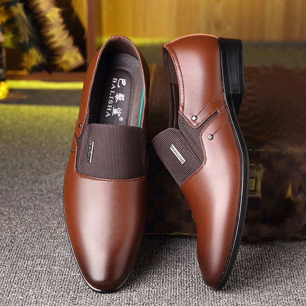 Мужская легкая дышащая мужская кожаная обувь на шнуровке; модная деловая обувь из яркой кожи с острым носком;% 30
