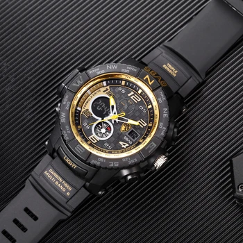 

2019 Sanda alarm waterproof mens watches Top brand luxury digital LED double display sports watch men watch Relogio Masculino