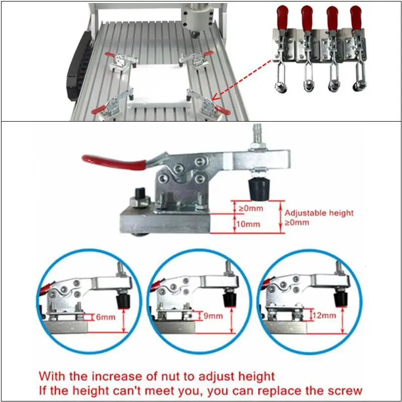 4pcs/lot Chuck Clamp Plate Engraving Machine CNC Router Fixture Woodworking Aluminum Plate Fixing