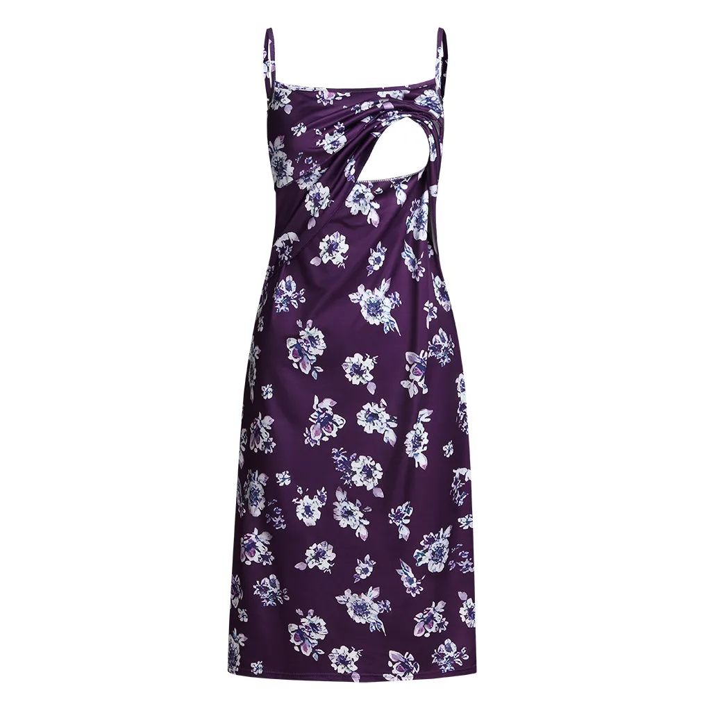 TLOTUNY женское платье для кормящих матерей, платье-комбинация без рукавов с оборками, летнее платье с принтом для кормящих грудью и рюшами ZJ02 - Color: WE