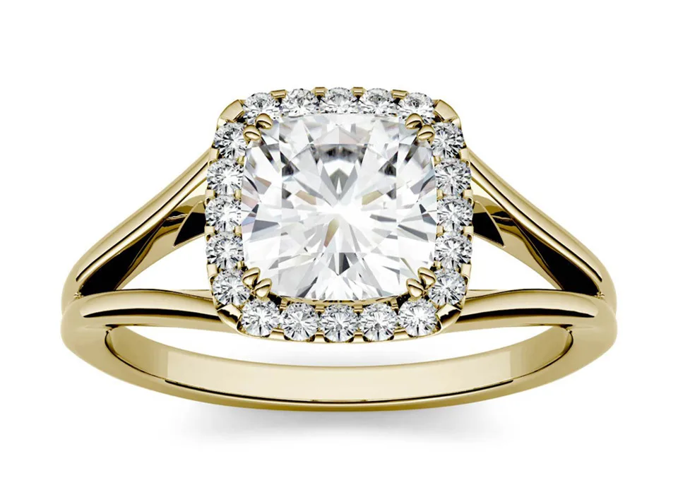 Настоящее кольцо Charles Colvard Moissanite для женщин VVS DEF 0.6CT 18 К твердое желтое золото Лаборатория алмаз свадебные романтические вечерние ювелирные изделия