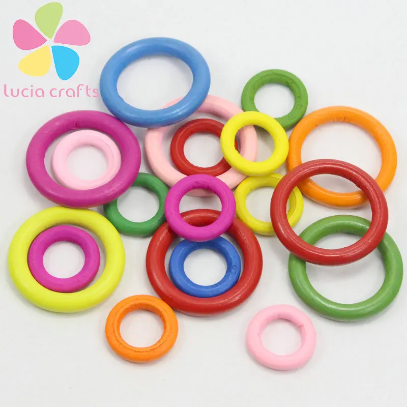 

Lucia crafts Multi sizes option Mixed Color Round Wood ring Loose Beads Jewellery Accessories D23010013