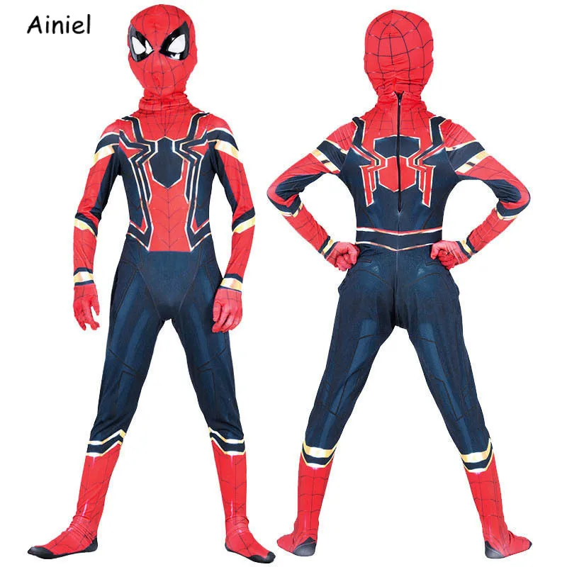 

Ainiel Iron Spider Man Cosplay Costume Spiderman Homecoming Zentai Superhero Bodysuit Jumpsuit Mask Halloween Party Kids Boy Man