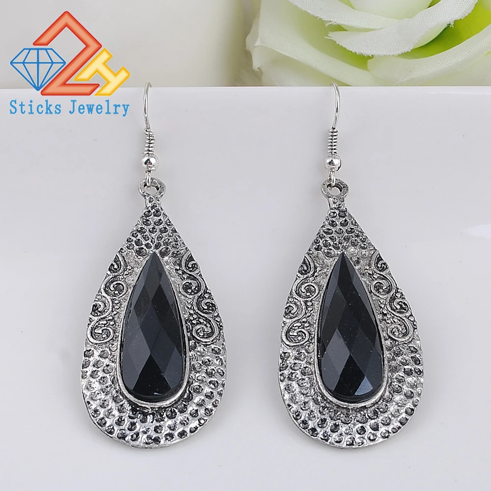 

(1 Pair / Lot) 100% Eco-Friendly Zinc Alloy Drop-Shaped Retro Earrings