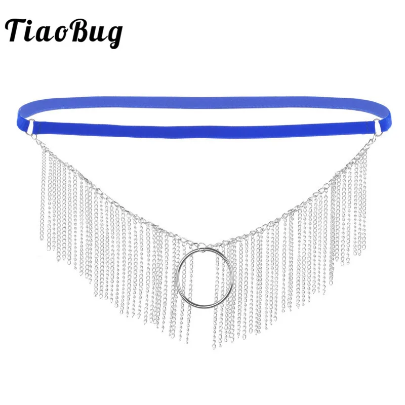 

TiaoBug Men Lingerie Elastic Waist Crotchless String Thong Metal Tassel Sissy Panties Male Open Crotch Erotic Hot Sexy Underwear
