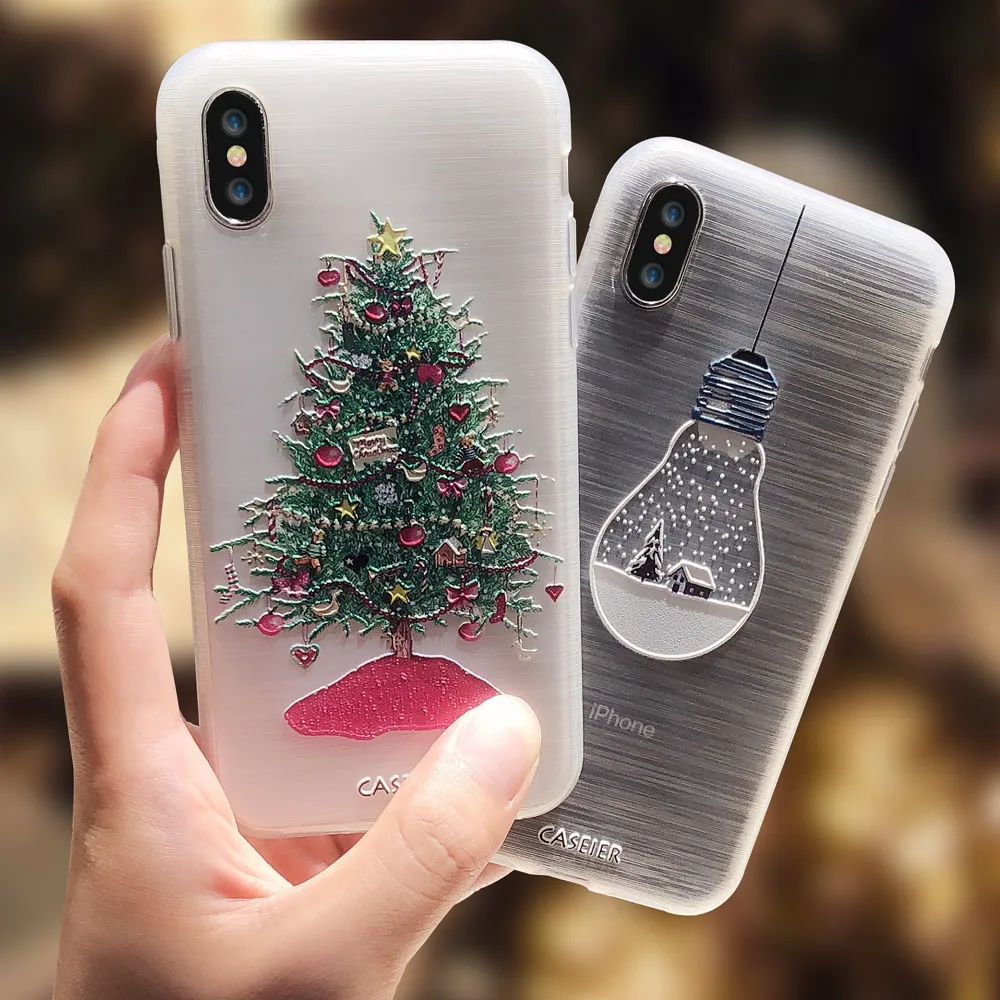 Caseier чехол для iPhone 6 6s Plus Merry Новогодние товары прекрасный рельеф Капа Мягкие TPU Коке для iPhone 6 6s Plus Одежда высшего качества Fundas Капа чехол на айфон 11 Pro Max чехол на айфон 7 8 Plus X XS MAX XR