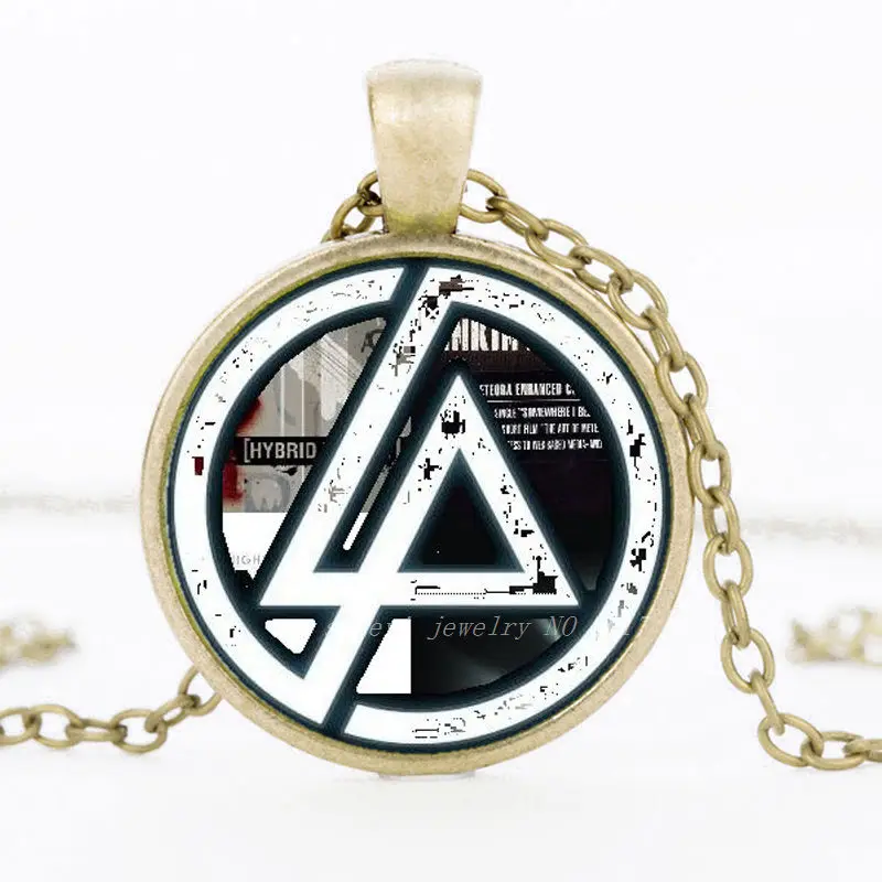 Горячая Мода Linkin Park логотип кулон ожерелье ювелирные изделия стеклянный купол ожерелья для мужчин женщин поклонников аксессуары подарок - Окраска металла: bronze4