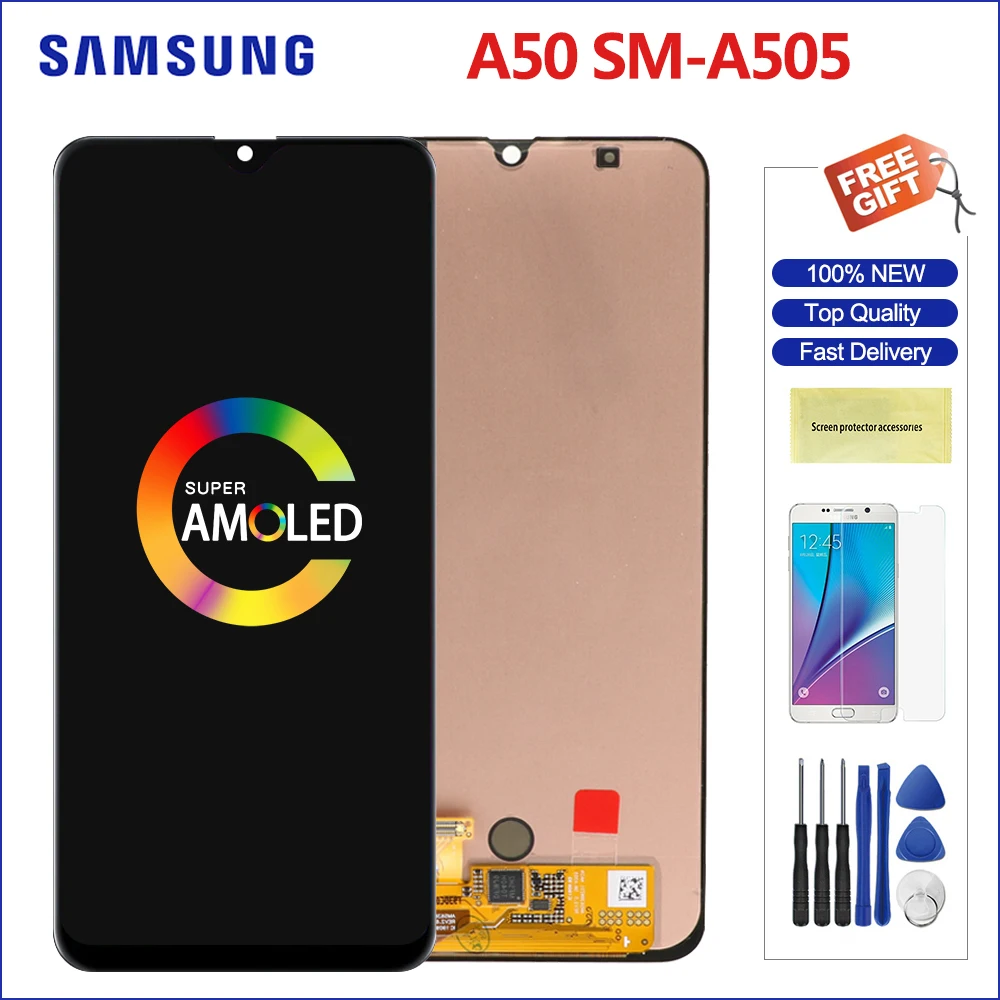 

Original samsung a50 display LCD A505F/DS A505F A505FD A505A SUPER AMOLED touch screen repair replacement for galaxy SM-A505FN