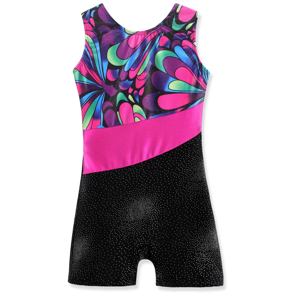 

Girls Kids Gymnastics Leotards Biketards Sleeveless Gradient Dance Wear Pleaywear Activewear Tumblewear Athletic Leotards