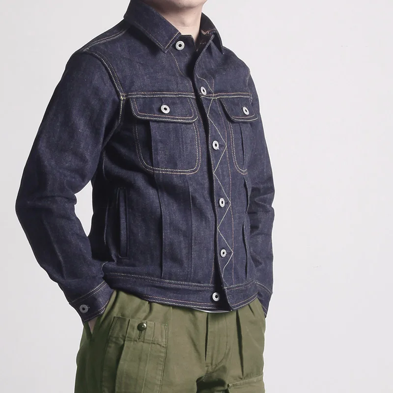 Buy LE-0001 Read Description! Asian size16 oz cotton denim jacket casual stylish raw unwashed denim coat