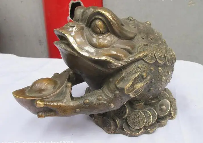 

Chinese Classical Bronze carve Wealth Money frog statue