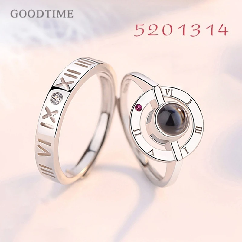 

Fashion Couple Lovers 100% Real 925 Sterling Silver Rings Wedding Bridal Ring Jewelry Projection I Love You Rings Valentine Gift