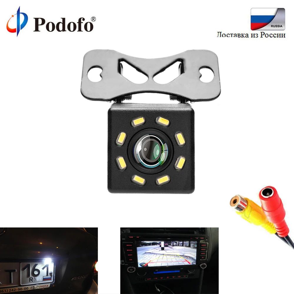 

Podofo Car Rear View Camera Universal Backup Parking Camera 8 LED Night Vision Waterproof 170 Wide Angle Color Image reversing