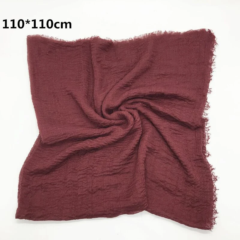 

10pcs/lot Women Plain Cotton Square Scarf Shawl Muslim Hijab Pleated Wrinkle Shawls Headscarf Bandana Kerchief Scarf 110x110cm