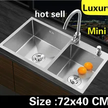 Домашняя мини кухня ручная раковина двойной паз высокой емкости мыть овощи 304 Нержавеющая сталь стандарт 72x40 см
