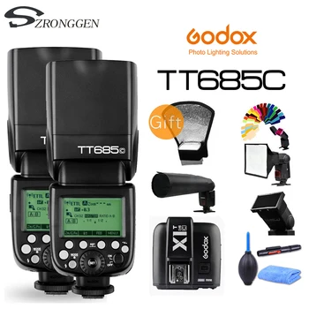 

Godox 2 pcs TT685C 2.4G HSS 1/8000s TTL Speedlite GN60 Camera Flash Light+X1T-C Wireless Flash Trigger For CANON