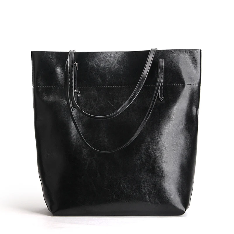 

Luxury Brand Big Shopping Bag Large Capacity Women Handbags Genuine Leather Oil Wax Totes Ladies Casual Vintage Shoulder Bags