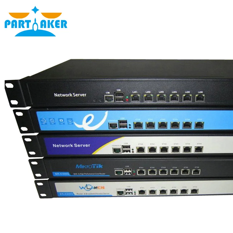 1U Rack Ears Case Intel Celeron C1037u Hardware Firewall Router with Intel PCI E 1000M 6