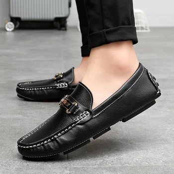 

big szie 48 Fotwear Men leather loafers shoes outdoor Men casual shoes breathable cushioned footbed quality modern style L4