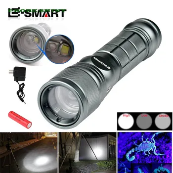 

3Mode Zoom T6/Q5 LED Super Bright Flashlight White + purple Torch +18650+Charger Free Shipping #NO26