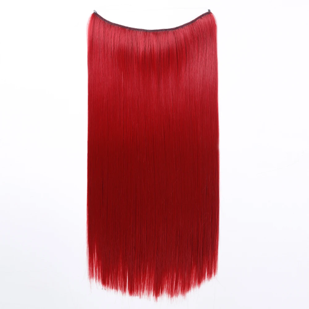 Allaosify 22 Inch Synthetic No Clips Invisible Wire Secret Fish Line Hairpieces Hair Extension Natural Hair Extension