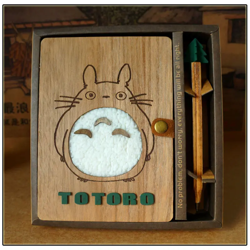 Creative Cute Cartoon Totoro Planner Notebook Diary Book Wooden Chinchilla School Supplies Gift 1Pc