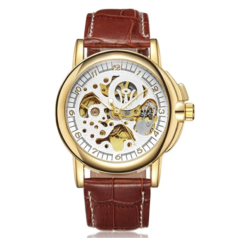 

2019 OUYAWI Hollowed Gold Dial Men Watch Creative Automatic Mechanical clock Luxury tourbillon men sports watch automatikwatch