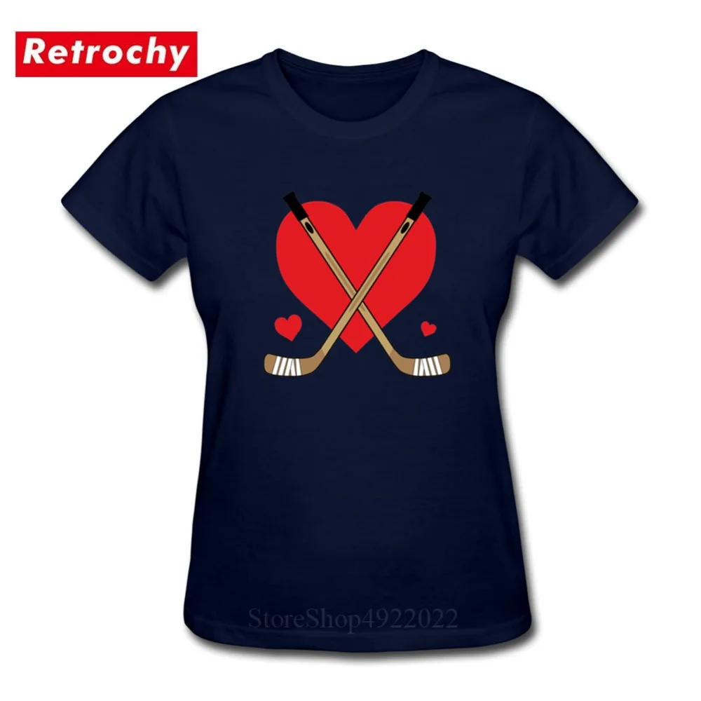 Creative Design Love Heart Hockey T Shirt 2019 Vintage Women Canada Hockeyer Sportor Printed T-Shirt Valentines Day Gifts Tshirt