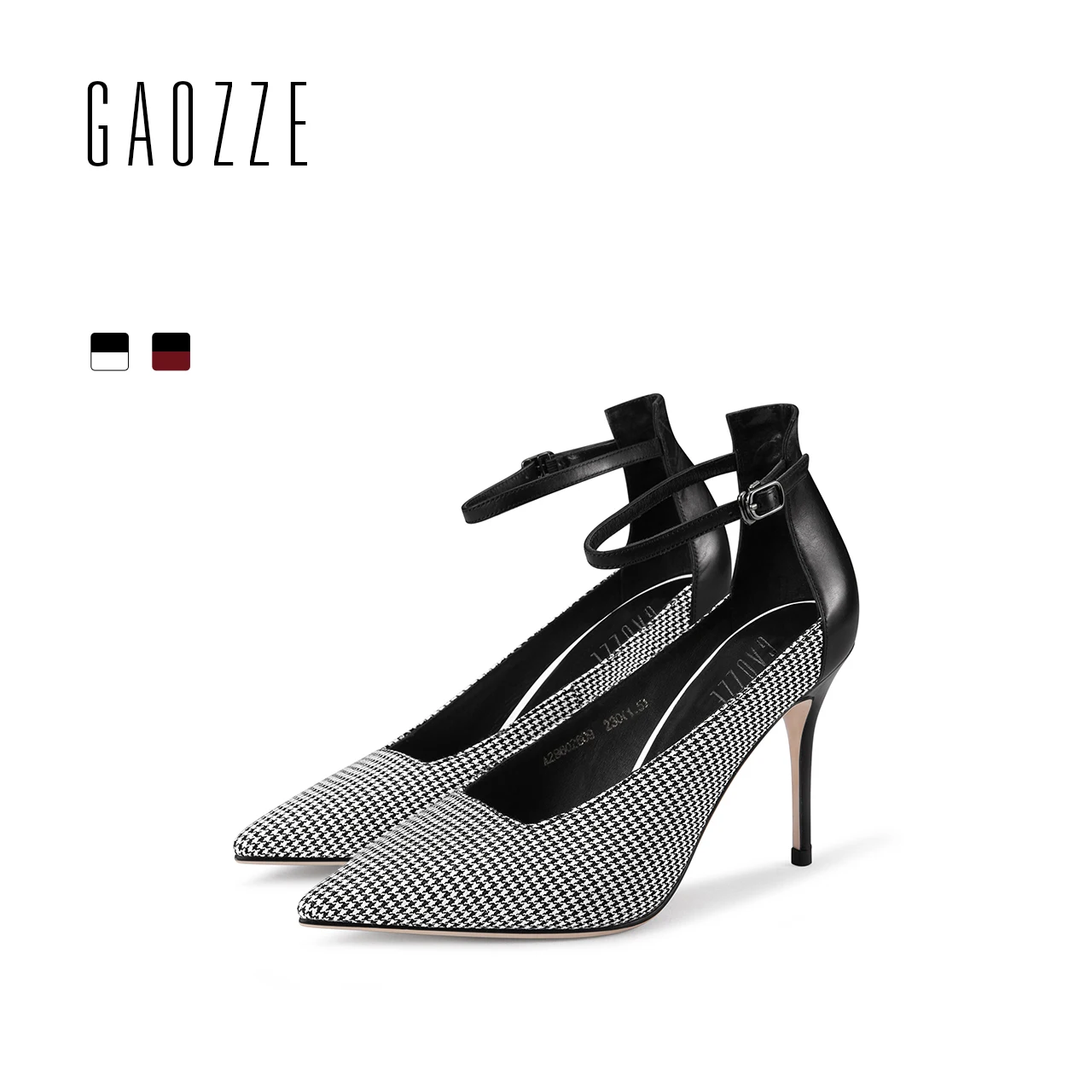 

GAOZZE Fashion Plaid Cloth Ladies Pumps Shoes British style Pointed Toe Buckle Strap Stiletto High Heels Women 2018 Spring New