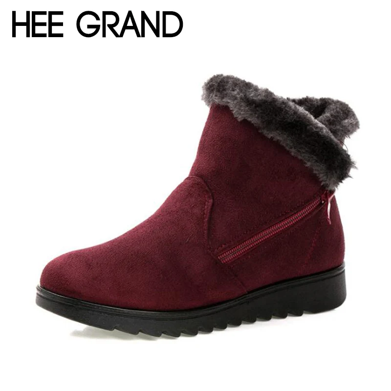 HEE GRAND/женские Теплые ботильоны зимние женские с искусственным мехом на молнии