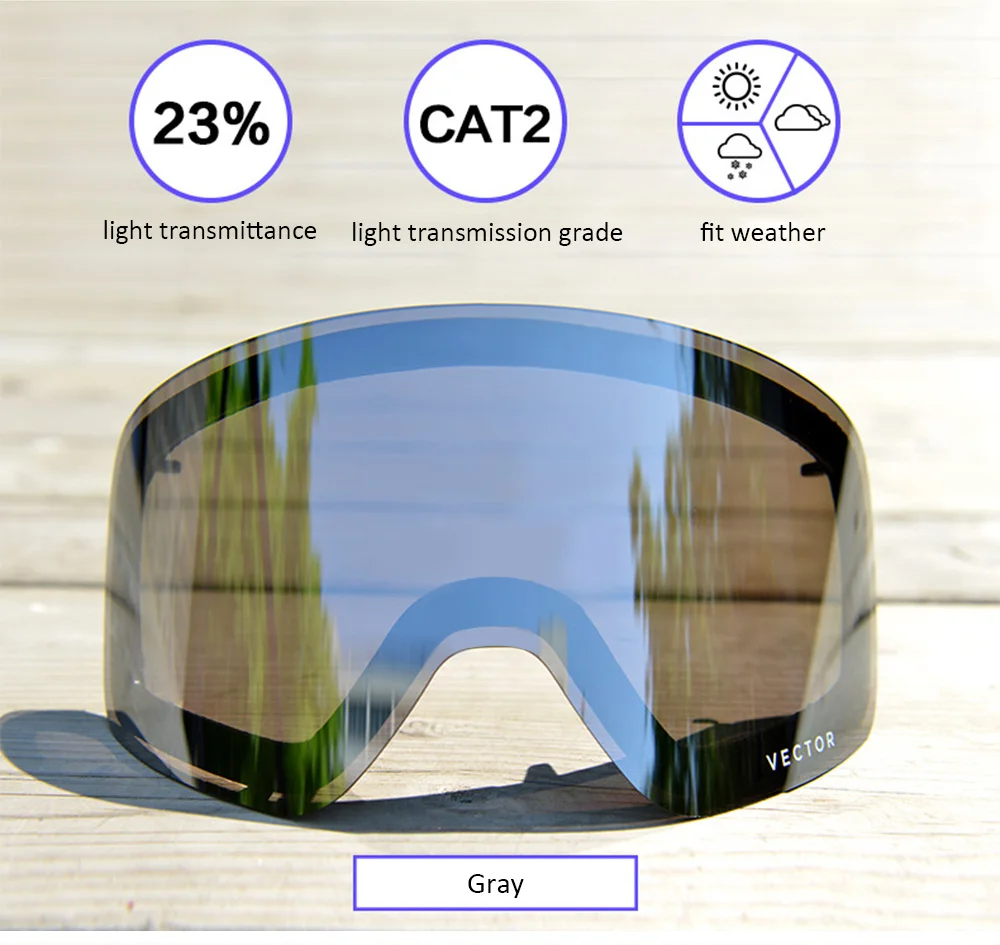 Вектор с двойным слоем Анти-туман заменяемый объектив для катания на лыжах, сноуборде