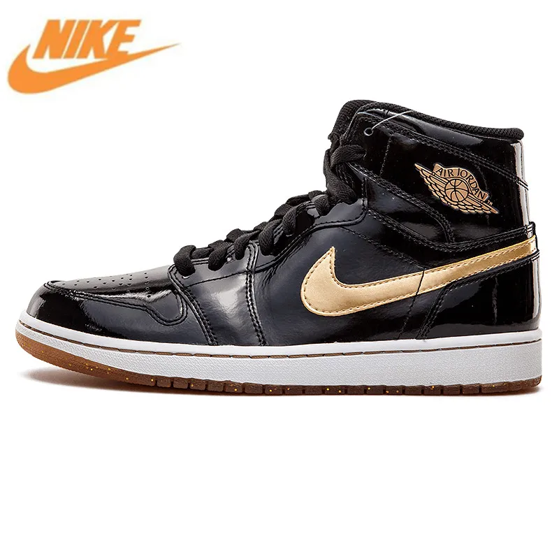 

Nike Air Jordan1 Retro High OG Joe 1 Black Gold Patent Leather Men's Basketball Shoes, Outdoor Sneakers 555088 019