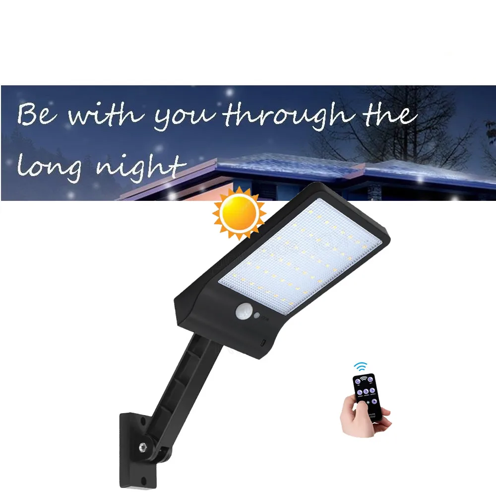 

remote control rotate bracket solar street light 36/48 LED Solar Powered Motion Sensor Security Lamp Waterproof IP65 Outdoor Gar