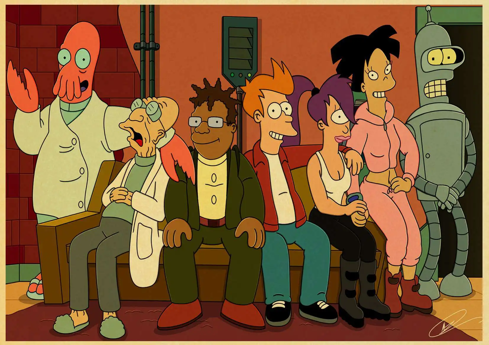 Комический фильм плакат Futurama плакаты Винтаж Крафт-Бумага ремесла печать для детской комнаты стены мультфильм декоративная живопись - Цвет: D130