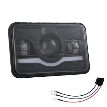 

Square 4x6Inch 150W LED H4 Headlight High/low beam Red DRL daytime running lamp For Chevrolet Car Truck SUV universal