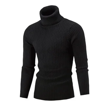 

2019 new autumn and winter collar sweater solid color casual sweater men's men's slim men's brand sweater sweater pullover