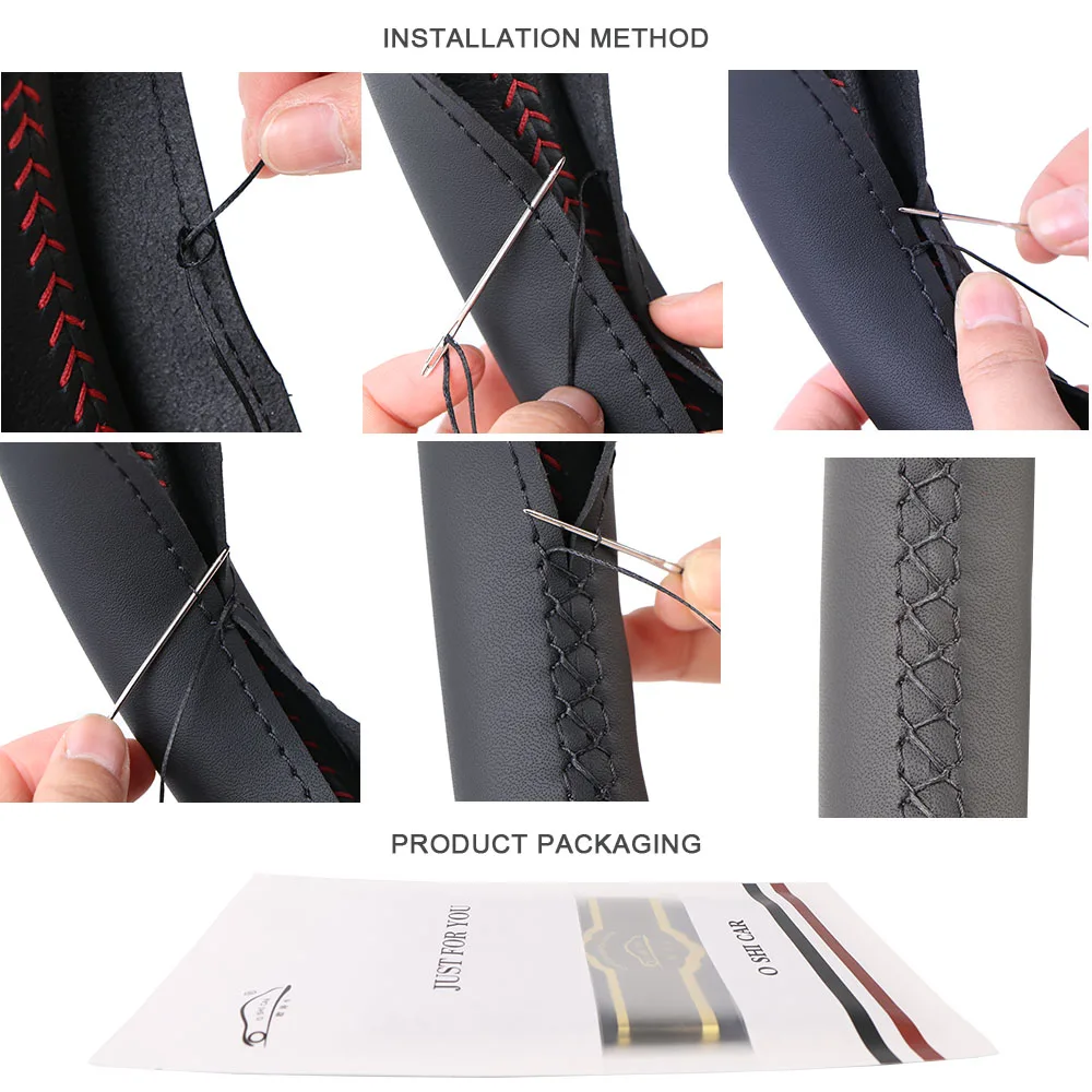 Genuine Leather Steering Wheel Cover Breathable Design Auto Steering-Wheel Braid Case fit car suv diameter 36cm 38cm 40cm steering wheel cover