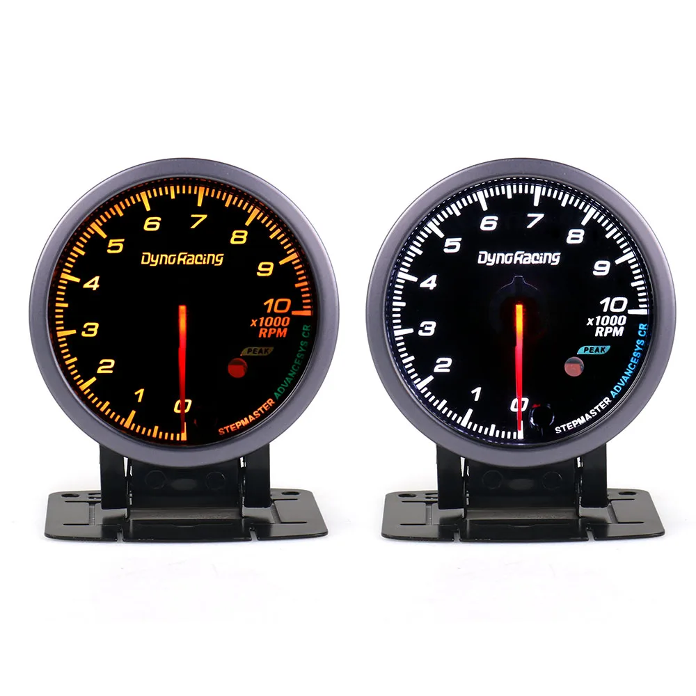 Dynoracing 60 мм Тахометр 0 10000 об/мин gauge Черный лицо с белым и янтарный освещения