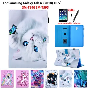 

Case For Samsung Galaxy Tab A A2 2018 10.5 T590 T595 T597 SM-T590 SM-T595 Smart Cover Funda Fashion Cat Print Flip Stand Shell