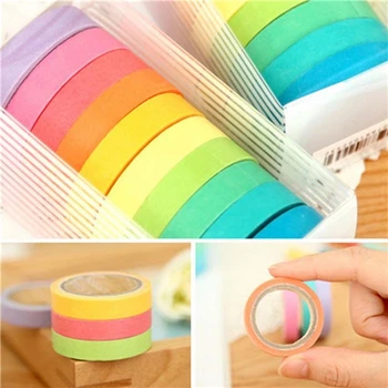 

10pcs/lot Rainbow Solid Color Japanese Masking Washi Sticky Paper Tape Adhesive Printing DIY Scrapbooking Deco Washi Tape Lot
