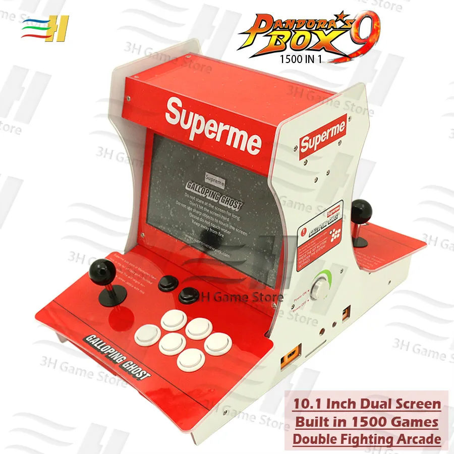 Double fighting bartop arcade mini arcade machine 10.1 inch Dual screen Built in Pandora Box 9 1500 games 2 Player Plug and play