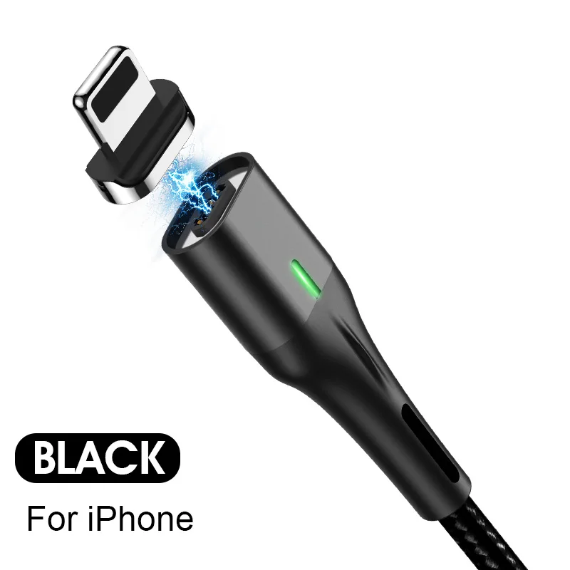 Black For iPhone Магнитный кабель ZNP 3A Micro usb type C для быстрой зарядки телефона Micro usb type-C магнитное зарядное устройство USB C для iphone huawei xiaomi кабель - Цвет: Black For iPhone
