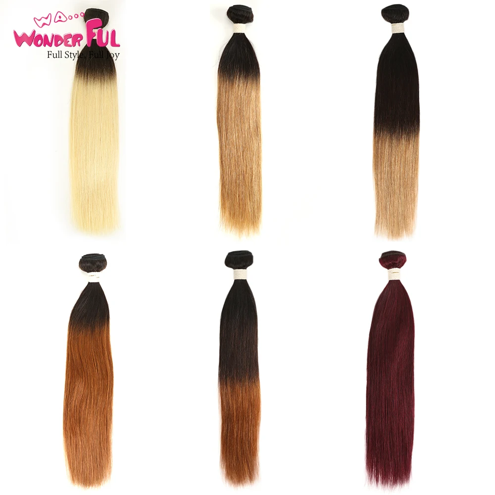 

Peruvian Ombre Human Hair Weave Straight Bundles Blond Brown 1B/27,1B/30,1B/99J,#4,#613 Ombre Bundles 12 to 22 Inch 1/3/4 Pcs